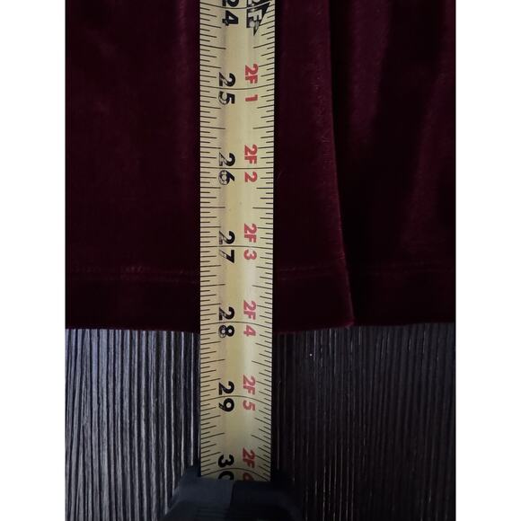 Impressions Velvet Wine Burgundy Ruffle Tunic Top Size L Whimsigoth Holiday - Picture 5 of 8